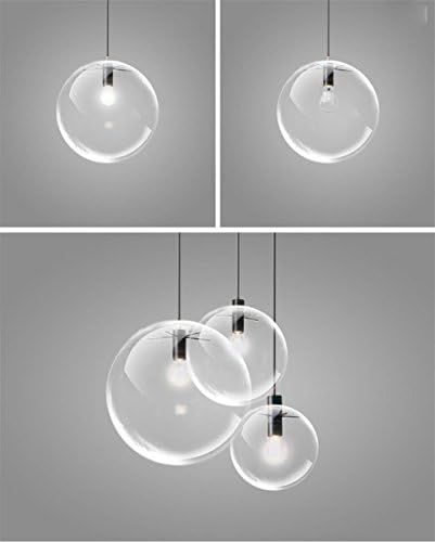 WD Restaurant Lamp Bar Lamp Modern Single Head Glass Chandelier Personalized Creative Bubble Transparent Glass Ball Chandelier , 30Cm,30cm