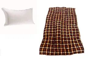 ATOOTFUSION Primium Quality Soft Cotton Multicolour Mattress | Cotton Gadda (3 x 6 ft OR 72 x 36 inch) with One Fiber Pillow (Combo of Mattress and Pillow) (16 X 26 inch) by Atootfusion