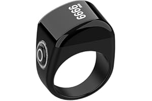 KEWAYO Anello Smart Tasbih, Contatore Preghiere, Clicker Digitale, Ricaricabile, Dito, Nero, 20mm