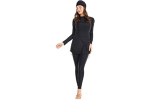 Odizli Women Full Cover Burkini Modest Swimwear Long Sleeve Top+LPants+Hijab 3pcs Muslim Swimsuits