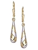 MyGold Damen Ohrhänger Ohrringe Gelbgold Weißgold Weissgold 333 Gold (8 Karat) Bicolor 35mm Mit Hängender Form Sanft Geschwungen Goldohrringe Goldohrhänger Geschenk Für Frauen Kelly V0012463