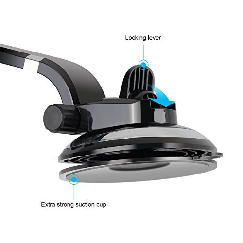 ELZO Supporto Cellulare Auto Ventosa, Supporto Auto per Cruscotto Parabrezza Universale, Nero per Modelli compatibili Smartphone 3.5~6.3