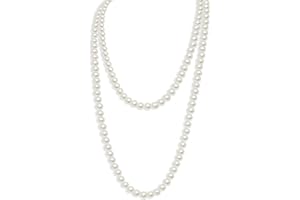 LACHT 1920 Collier de Perles,Long collier en perles d'imitation tendance de style Collier Long de fausses perles pour Mariage Fiançailles 150 cm,Collier des perles blanc,collier