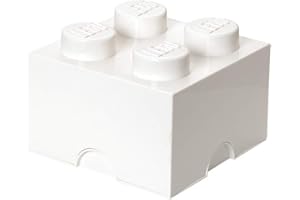 ROOM COPENHAGEN LEGO Aufbewahrungsstein, 4 Noppen, Stapelbare Aufbewahrungsbox, 5,7 l, weiß
