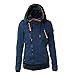 Produktbild Elecenty Damen Parkajacke Schwere Kapuzenpullover, Mantel Mit Kapuze Parka Outwear Jacke Pullover Reißverschluss Sweatshirt Sweatjacke Oberbekleidung Outdoorjacke Übergangsjacke Sportjacke (XXL, Blau)