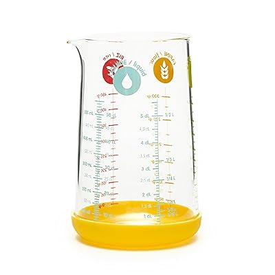 Pebbly PKM-0500J Mesureur avec Base en Silicone, Verre, Jaune, 10 x 8 x 16 cm