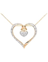 Naava PP3057 - Colgante para mujer, con oro bicolor de 9 quilates y diamante redonda, tamaño de 46 centímetros