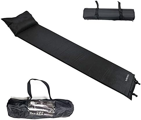 Single or Double - Self Inflating - 3cm High Density PU Memory Foam - Sleeping Roll Up Camping Mat - Built In Inflatable Pillow - Carry Bag - Waterproof Coating - Durable Roll Clips - (Single)