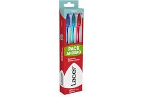 LACER - Pack de 3 Cepillos de Dientes Suaves, Ideal para Encías Delicadas, Cerdas Suaves, Filamentos Tynex, Máxima Eficacia, Elimina la Placa Bacteriana y la Higiene Bucal Diaria