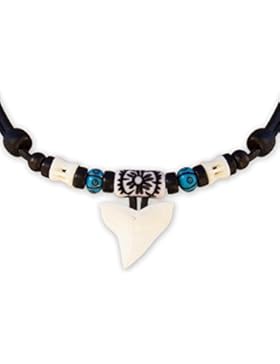HANA LIMA ® Surferkette Haifischzahnkette Lederkette Herrenkette Surferhalskette