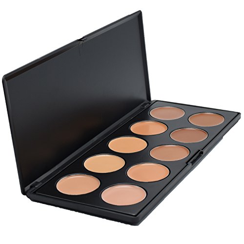 Lover Bar 10 Farben Concealer Palette-Abdeckcreme Camouflage Make Up Kosmetik Set-Makeup Corrector Cover Abdeck Paletten-Cream Contour Highlighter Palette Kit+Make-up Oval Zahnbürste Foundation Pinsel (Oval Brush) - 4