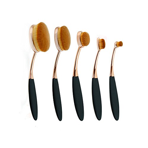 Kfnire 5pcs Oval Toothbrush Shaped Foundation Power Makeup Oval Cream Puff Brushes Set, Rose Gold