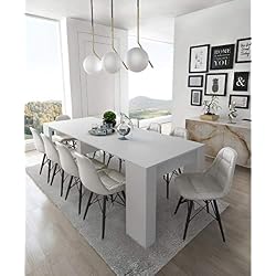 Home Innovation - Table Console Extensible, rectangulaire avec rallonges, jusqu'à 237 cm, pour Salle à Manger et séjour, Blanc Brillant. JusquŽà 10 Personnes. Dimensions fermée : 90x50x78 cm.