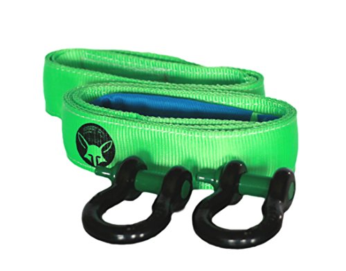 Desert Fox Winch Berge Set mit Bergegurt 3 m 9 Tonnen Bruchlast und 2 Schäkel 3/4 Zoll gebogen - Abschleppseil - Bergung