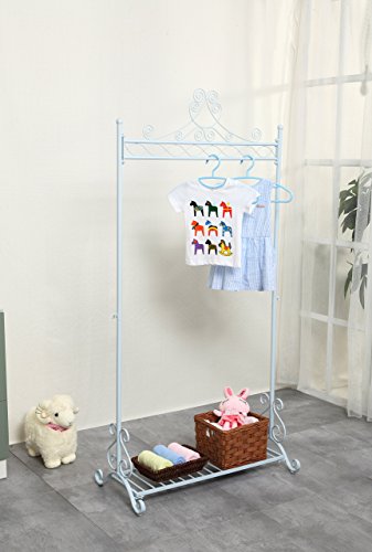 Metall Kleiderständer Kleiderstange Garderobenständer mit Schuhablage Antik Design Weiß
