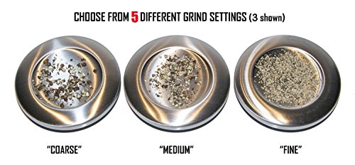 Elegante Salz & Pfeffermühlen Set – Edelstahl Gewürzmühle, runder Glaskörper, Einstellbares Keramik-Mahlwerk – Geeignet für Pfefferkörner, Meersalz, Himalaya-Salz, Gewürze & Gewürzmischungen – Tessani. - 6