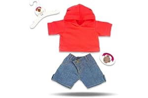Build Your Bears Wardrobe Teddy Bear Clothes fits Build a Bear Teddies Hooded Jeans Outfit (red)
