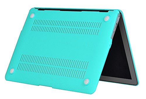 Topideal Schutzhülle, 3 in 1 Gummierte Matte, Seidenmatten, Satins, keramische Elemente, Schutzhülle für MacBook Air 33,8 cm (Modell: A1369 und A1466) + Tastatur-Cover + Displayschutzfolie türkis EU/UK Keyboard Version - 5