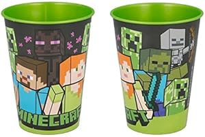 ILS I LOVE SHOPPING Set 2 Bicchieri per Bambini 260 ml in plastica Senza BPA Regalo per Ragazzi (per Minecraft)