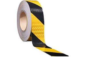 Orssmigs Cinta Reflectante Adhesiva 25m x 5cm Cinta Reflectante de Precaución Cinta de Seguridad Reflectantes, Cinta Reflectante Amarilla y Negra Banda Reflectante Adhesiva