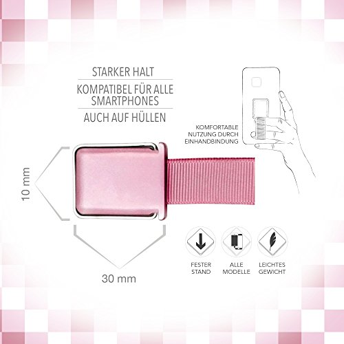 ProtectPax Smartphone Fingerhalter mit Halter Griff Handyhalter Handy Halterung Einhandbedienung fÃ¼r iPhone Samsung Sony LG Huawei uvm. Rose/Metall