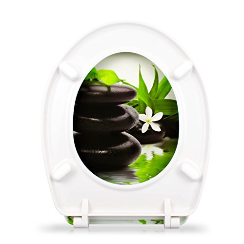 WC Sitz mit Absenkautomatik – „Steingarten“ Design – Toilettendeckel mit Motiv aus Duroplast inkl. Montagesatz – VENKON - 8