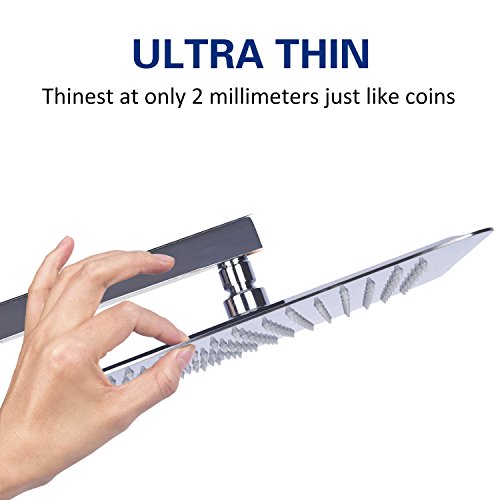 XXL Regendusche Duschkopf Edelstahl Regenbrause Anti-Kalk-Düsen Duschkopf Wasserfall Quadratisch Regenduschkopf 30 cm - 3