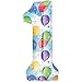 Produktbild Folienballon - Zahl 1 BUNT - XXL 86cm, Zahlen Luftballon + PORTOFREI mgl + Geschenkkarten Set + Helium & Ballongas geeignet. High Quality Premium Ballons vom Luftballonprofi & deutschen Heliumballon Experten. Luftballondeko zum Geburtstag oder Jubiläum. Lustiger Geburtstagsgeschenk Ballon