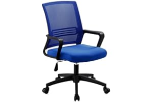 GIO ARREDA Sedia da Ufficio, Girevole, Regolabile in Altezza, Seduta e Schienale in Rete Respirante (Blu)