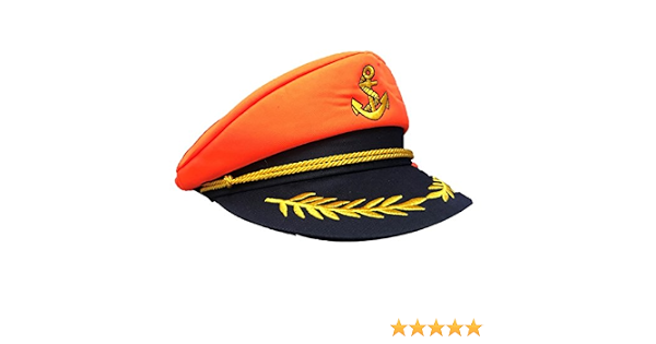 Neon Orange Captain Sailor Hat 
