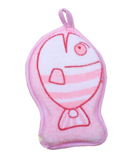 Gairui Baby shower bath rub cotton sponge twiddle lovely fish child products clean bathwater brush _Pink