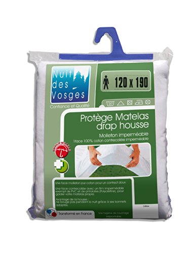 Nuit des Vosges 2035452 Céline Wasserundurchlässiger Matratzenschoner Baumwolle Weiss 190 x 120 cm