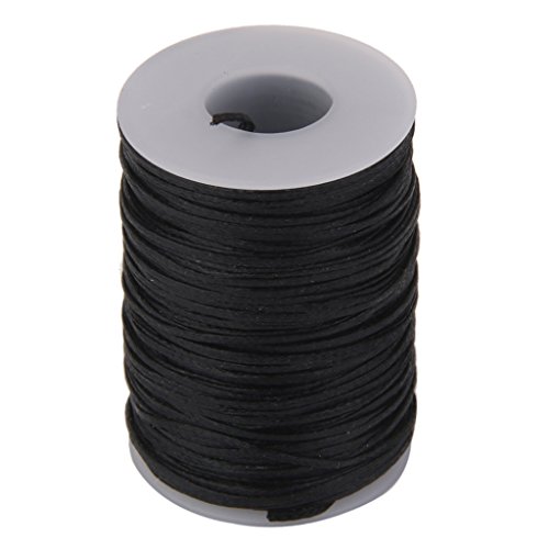 MagiDeal 65 Meter Flachband gewachstes Wachsband Wachs Band für Halsband Halskette Leder Handwerk 1.2mm – Schwarz, 70Meter x 1.2mm - 4