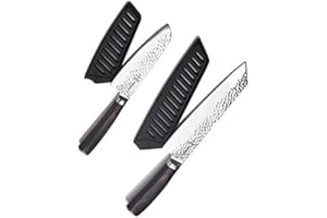 hajegato Set di coltelli da chef giapponesi professionali e coltelli da cucina 7cr17 in acciaio inossidabile tedesco ad alto tenore di carbonio, set regalo da 2 pezzi (Set 7.5" & 5")
