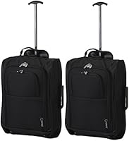 5 Cities  The Valencia Collection Hand Luggage, 42 Liters,  Plain Black Set of 2