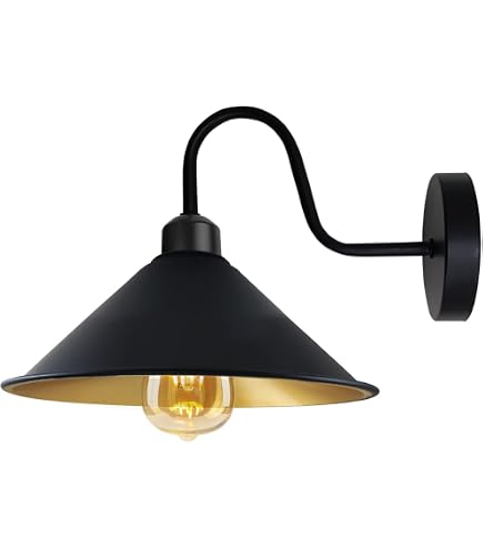 LEDSone Retro Wandleuchte – Mit Schwanenhalsarm & Kegelförmigem Schirm, Gelbes Messing – Industrielles Vintage-Design!