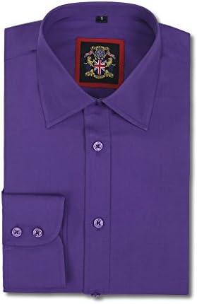 Plain Long Sleeve Mens Shirts,14 Classic Colours Regular Fit,Single &amp; Double Cuffs,Sizes 14 - 22 &amp; 10 Bright Colours in Tapered Fit, S - XXXL,For Work,Office,Wedding &amp; Leisure.Janeo British Apparel