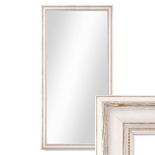 Wand-Spiegel 60×110 cm im Massivholz-Rahmen Landhaus-Stil Weiss / Spiegelfläche 50×100 cm - 2