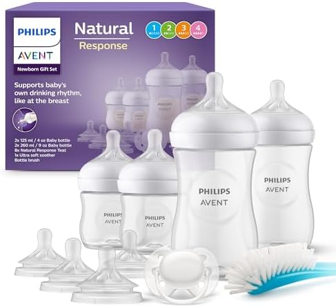 Philips Avent Set regalo per neonati con biberon - 4 biberon, 2 tettarelle extra, ciuccio ultra soft e spazzola per biberon, per bambini da 0-12 mesi in su (modello SCD838/13)