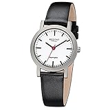 REGENT F1108 Bahnhofsuhr für Damen mit Saphirglas aus Titan mit Lederarmband