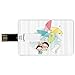 Produktbild USB-Sticks 64GB Kreditkartenform Windrad Memory Stick-Bankkartenstil Glückliche Kinder,die das riesige Feuerrad spielt mit Kitty Digital Summer Fun Toys Games halten,Hellrosa Pfirsich, Wasserdichte st