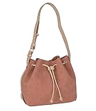 unechtes Wildleder in rot/braun mit einem beigen Henkel und beigen Details an den Seiten