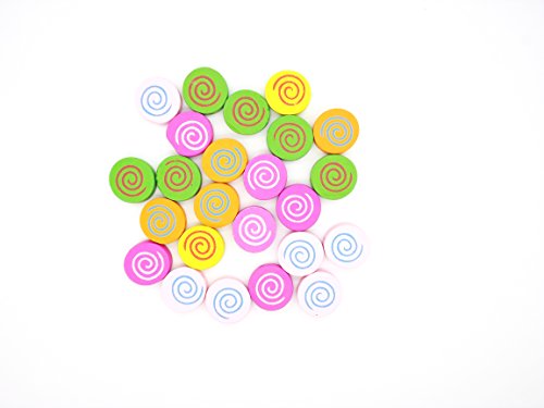 tanglz - Juego de 24 perlas Beads, multicolor remolino de madera 15 mm