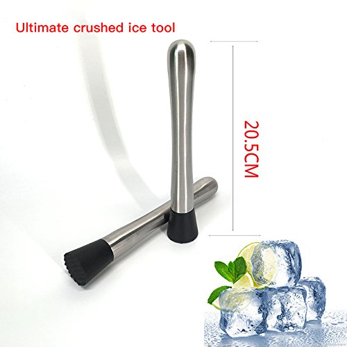 Zantec Muddler Stainless Steel Cocktail Ice Muddler Crusher Masher Bar Drinks Mixer Utensil