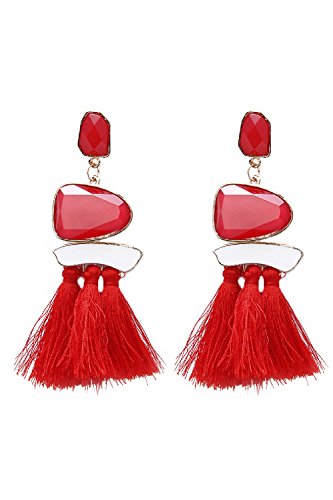 Sevozimda Le Donne A Penzolare Orecchini Vintage Bohemian Tassel Gioielli Etnici Accessori red One Size