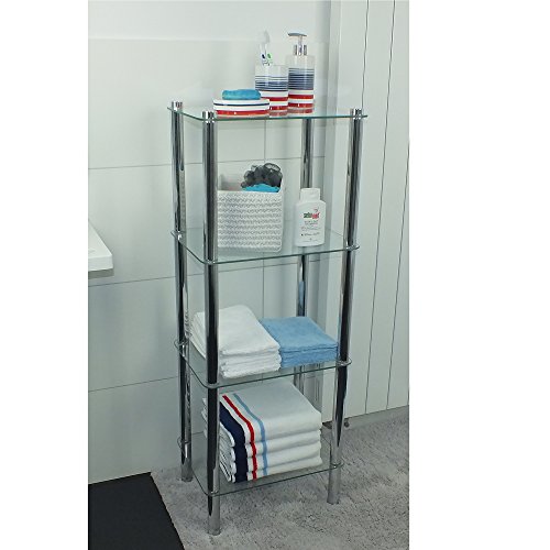Kela 18051, Regal, 4 Etagen, Metall/ Sicherheitsglas, 40x 30x 106 cm, Lars, Verchromt - 2