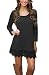 Summer Mae Women's Long Sleeve A-line Lace Stitching Trim Casual Dress
