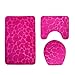 Produktbild XNNSH 3pc Non-Slip Bath Mat Set Love Pattern Solid red/Light Grey Bathroom U-Shaped Contour Rug, Mat and Toilet Lid Cover,Pink