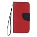 Produktbild Lonchee Samsung Galaxy J3 (2016) J310 Wallet Tasche Brieftasche Schutzhülle ,Hit-Farbdesign Hochwertige PU Leder Folio Tasche Case Hülle im Bookstyle mit Standfunktion Kredit Kartenfächer (Groß rot / schwarz)