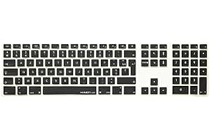 MiNGFi Français AZERTY Silicone Clavier Coque de Protection/Couverture pour Apple USB Filaire Keyboard avec pavé numérique (2007-2016) Modèle A1243 EU/ISO Clavier - Noir